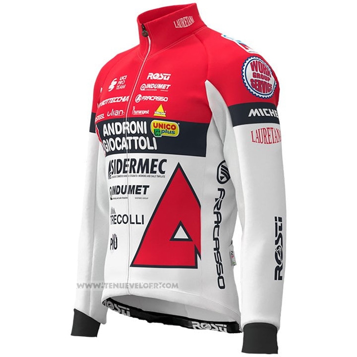 2021 Maillot Cyclisme Androni Giocattoli Blanc Rouge Manches Longues et Cuissard